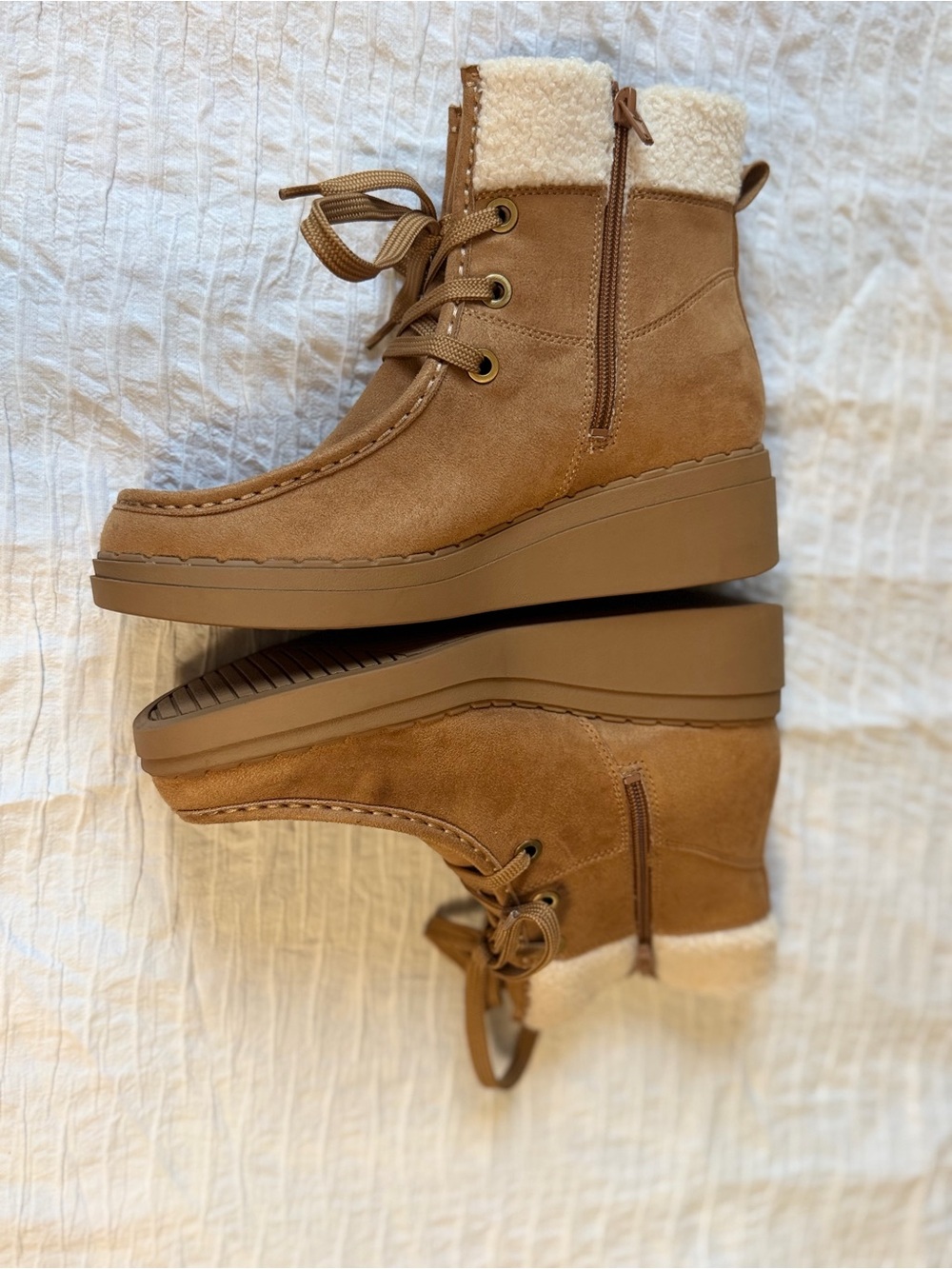LifeStride ZeeS FreeFoam Suede Moccasin Ankle Boots Tan Size 7.5W